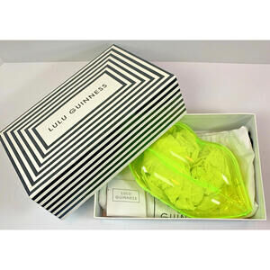Lulu Guinness Perspex Neon Green Clear Lips Clutch Bag Unused